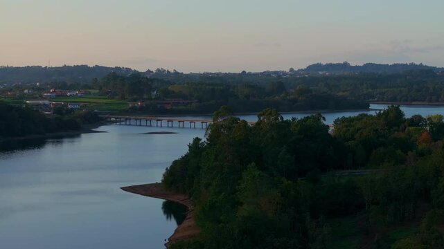 Idyllic View Of  Reservoir. Aerial Drone Shot