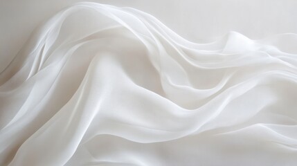 Obraz premium Smooth white wave pattern flowing across a minimalist white background, creating a calming abstract design