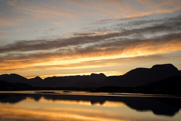 Sunset Over Ålesund Fjord and Mountains