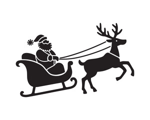 Obraz premium Santa Sleigh Silhouette: Classic Christmas Reindeer Vector Illustration