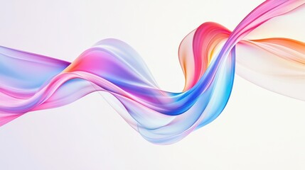 A serene visualization of multi-colored abstract ribbons flowing together to form a harmonious, intertwined pattern on a light backdrop