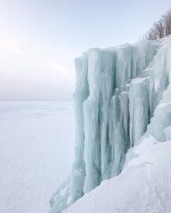 Obraz premium Ice formation at frozen lake nature landscape winter environment aerial view natural beauty concept