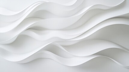 Obraz premium Subtle, soft white waves curving gently on an all-white background for a serene, abstract feel