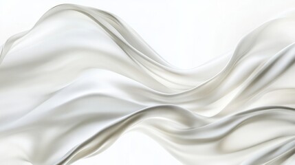 Obraz premium Subtle, soft white waves curving gently on an all-white background for a serene, abstract feel