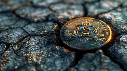 Cracked Bitcoin Coin Symbolizing Decline in Cryptocurrency Value