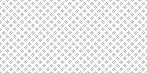 Diamond plate metal seamless pattern. Diamond structure texture. Metal construction background. Geometric diagonal tread stainless floor. Vector illustration isolated on white background.