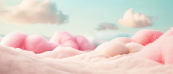 Whimsical Candyland Dreamscape, Cotton Candy Hues, Pastel Skies, Enchanting Landscape, Playful Atmosphere, Inviting Free Space