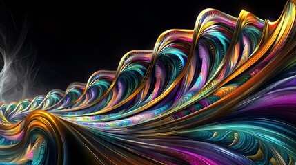 Vibrant abstract waves of multicolored swirls and patterns in dynamic motion