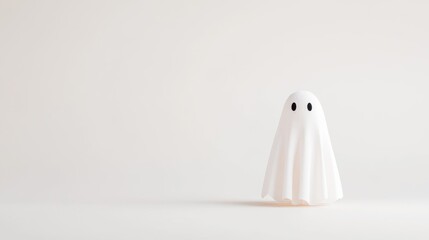 Eerie Halloween Ghost Cutout, Playful Yet Spooky Design, Isolated on White Background, Perfect for Seasonal Decor and Creative Projects