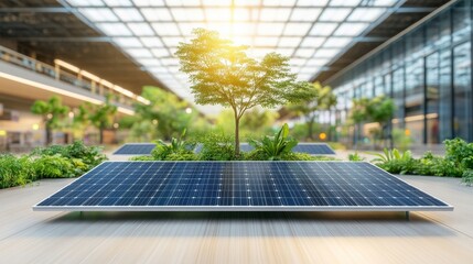 Fototapeta premium A plant is growing on top of a solar panel