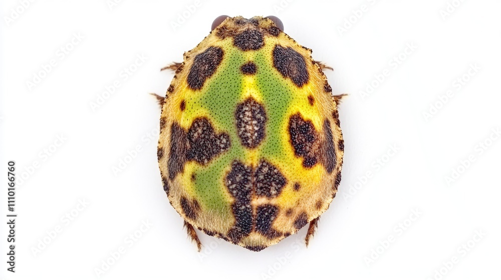 Poster vibrant close-up of an oval dry leaf showcasing a gradient of green, yellow, and brown with intricat