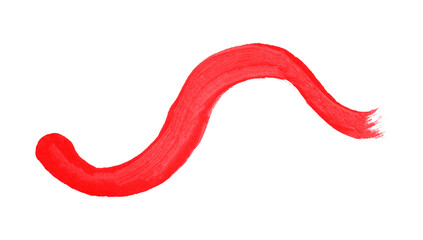 Red brush stroke isolated on transparent background.