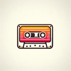 Obraz premium Retro cassette tape illustration in vibrant colors.