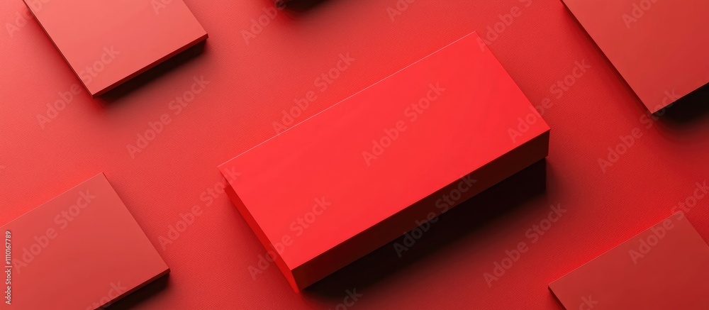 Poster red minimalist background with geometric shapes for modern greeting card or promotional design theme