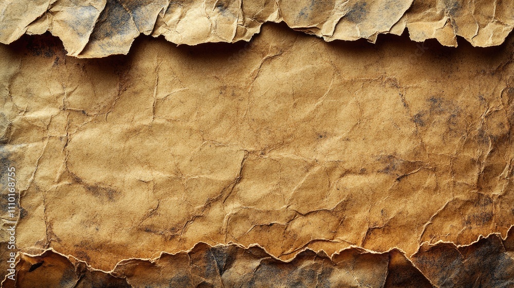 Aufkleber Textured brown cardboard sheet with visible grain details and stains creating an artistic background ideal for design and typography use