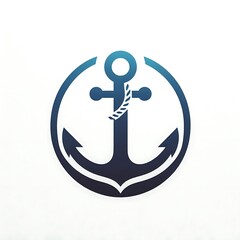 Simplistic anchor logo design with circular border.