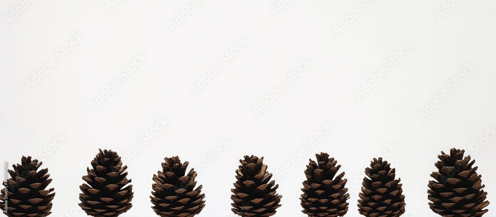 Aufkleber minimalist christmas backdrop with pine cones arranged against a clean white background for festive 
