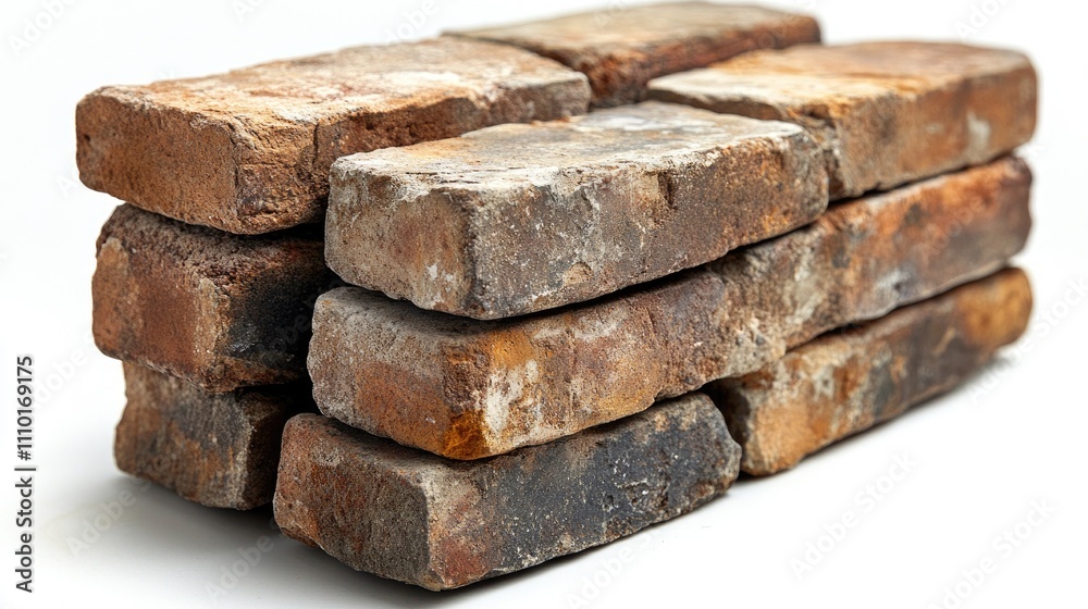 Aufkleber Rustic red bricks stacked for construction use in building walls and homes highlighting texture and age.