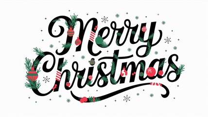 Merry Christmas Festive Typography Design, Holiday Greeting Card, Print, and Social Media Post