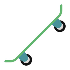 Skateboard Icon in Flat Style. Color Fill