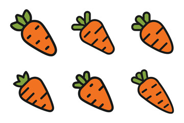 Carrot with leaves outline silhouette icon set on white background