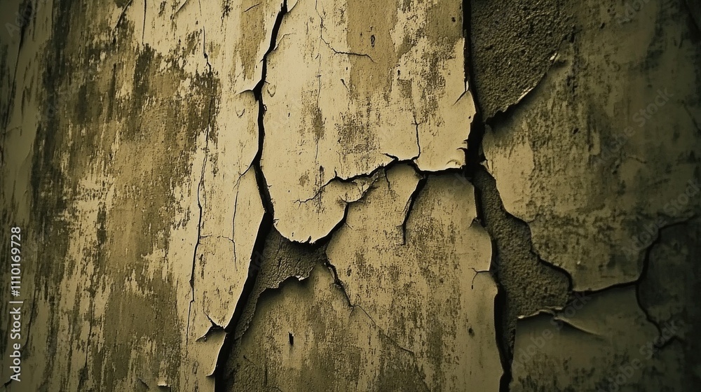 Poster textured close-up of cracked paint on a weathered wall showcasing grunge style and rustic details fo