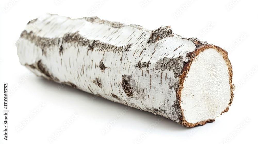 Aufkleber Birch log with natural texture and white bark isolated on a plain background showcasing its natural beauty and organic appeal