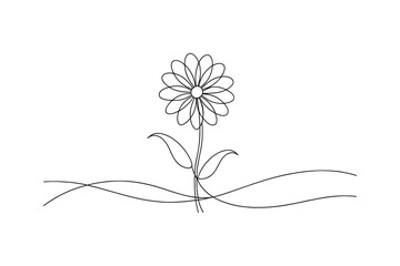 Daisy flower Continuous line art flat vector illustration