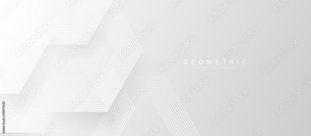 Aufkleber Abstract Geometric White Background with Linear Hexagonal Pattern