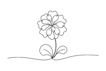 Geranium flower Continuous line art flat vector illustration.