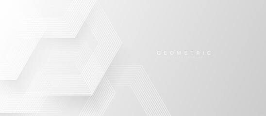 Abstract Geometric White Background with Linear Hexagonal Pattern