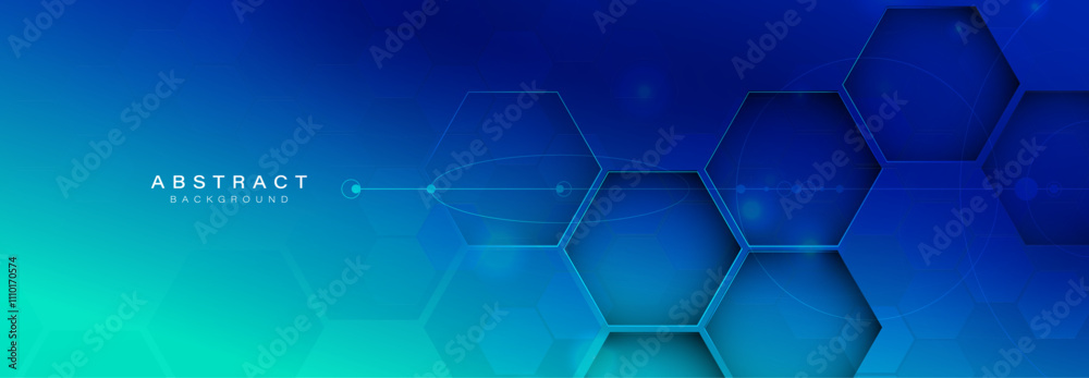 Aufkleber blue hexagonal abstract background design