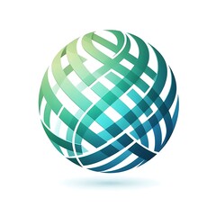 Abstract globe design with intertwining lines.