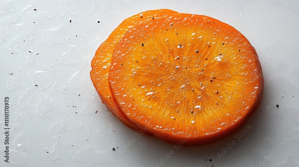 Poster fresh carrot slices arranged on a white background showcasing vibrant color and texture for culinary