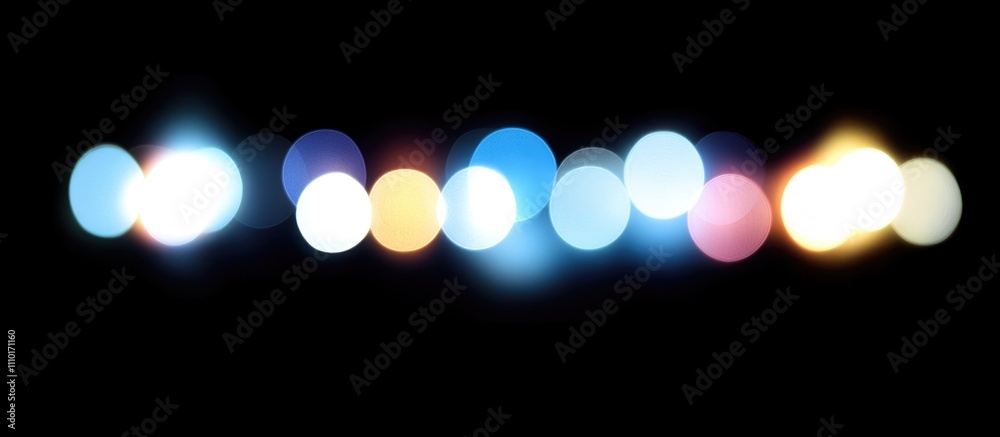 Poster Vibrant bokeh lights backdrop with blurred colorful orbs creating a festive atmosphere against a dark background for seasonal designs