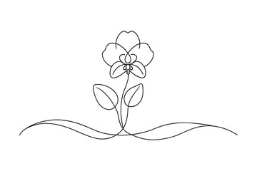 Orchid Continuous line art flat vector illustration.