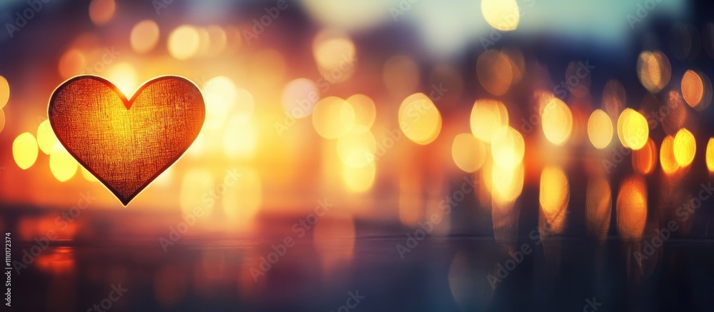 Poster heart-shaped bokeh in a blurred background creating a romantic and dreamy atmosphere for valentine's