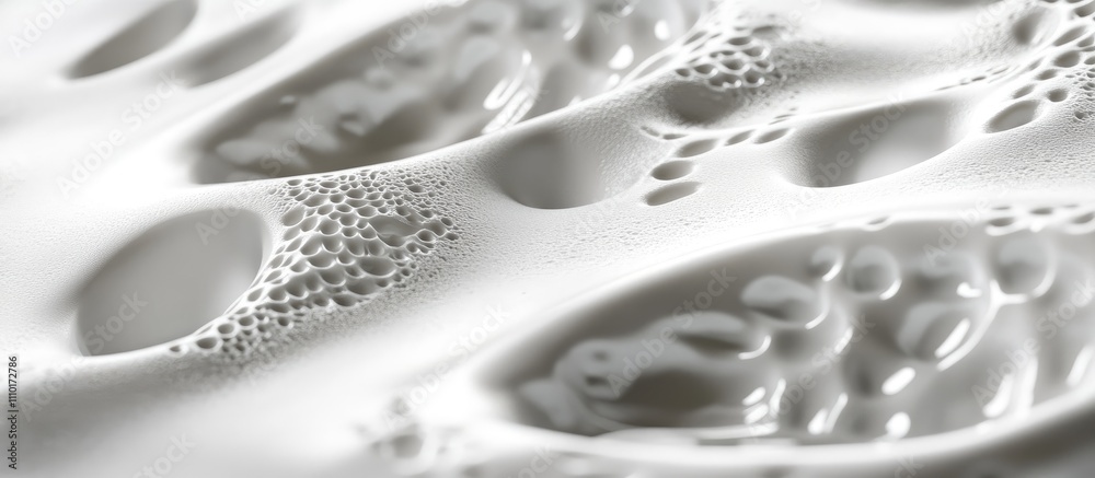 Poster close up of unique textured patterns on a white surface showcasing bubbles and irregular forms in a 