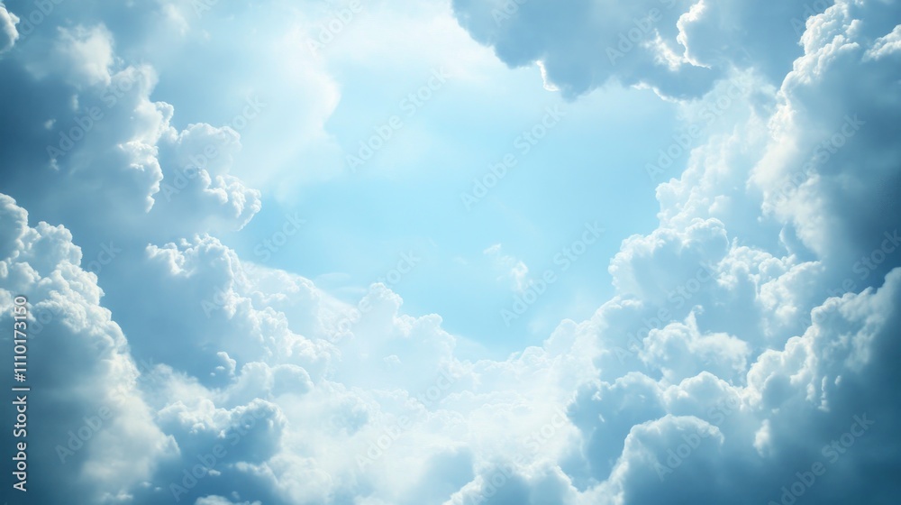 Aufkleber serene blue sky with fluffy clouds creating a peaceful atmosphere over expansive desert landscape