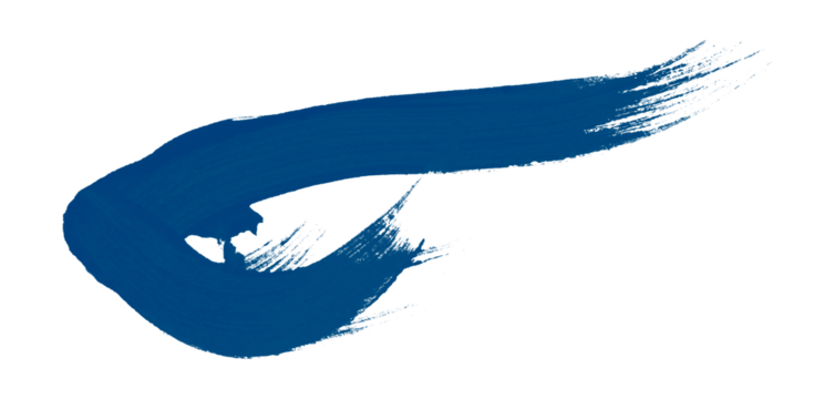 Isolated blue brush stroke on transparent background.