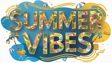Fototapeta premium Summer Vibes, Tropical Fruits & Beach Party Design