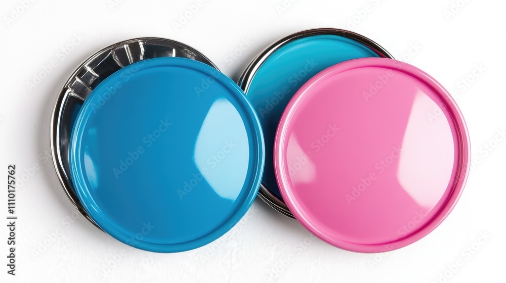 Poster Colorful button badges arranged on a white backdrop for design mockup showcasing vibrant options and customizable features.