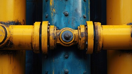 Close Up of Rusty Steel Joint on Excavator Highlighting Industrial Machinery and Construction Progress