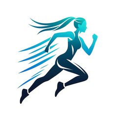 Fototapeta premium Dynamic silhouette of a woman running swiftly.