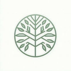 Obraz premium Circular tree design with stylized leaves.