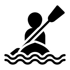 Kayak Icon in Glyph Style. Black Fill