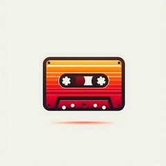 Fototapeta premium Vintage cassette tape illustration with gradient colors.