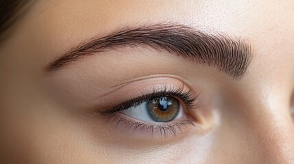 Obraz premium A woman with dark eyebrows and blue eyes