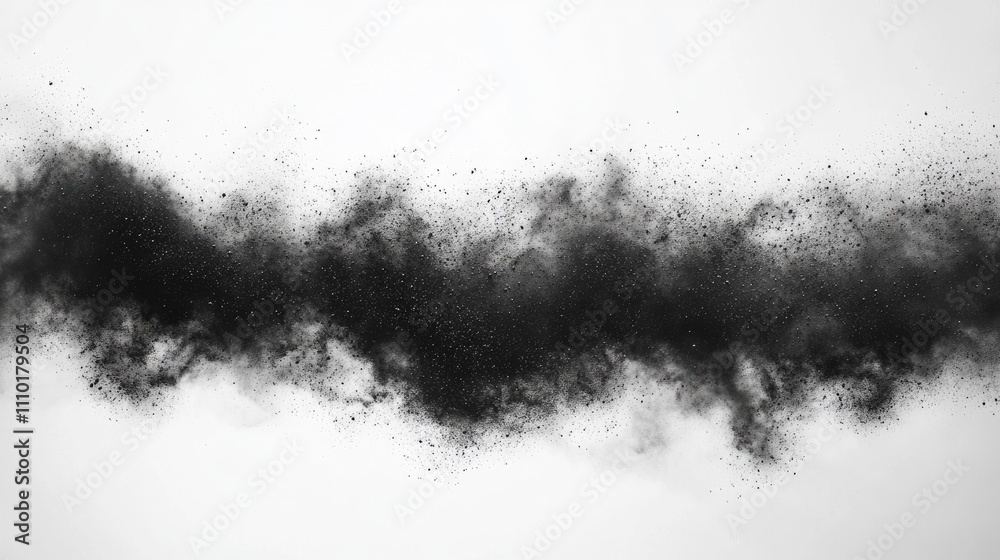 Poster black dust cloud on white background abstract monochrome texture for design themes and artistic back
