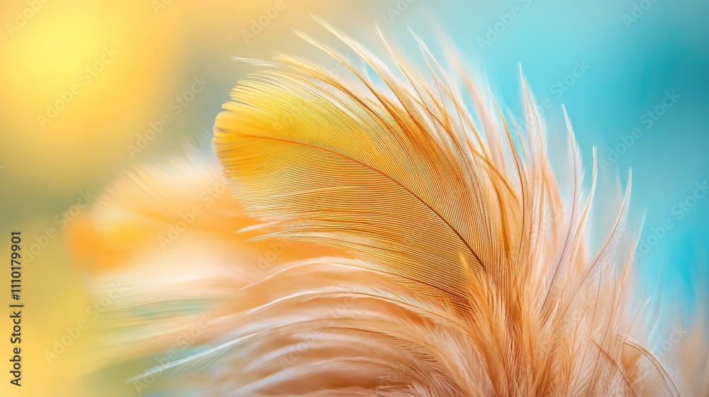 Poster soft blurred feather texture in warm colors ideal for artistic backgrounds and designs featuring bir